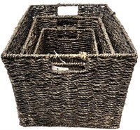 Three Nesting Decorative Wicker Baskets