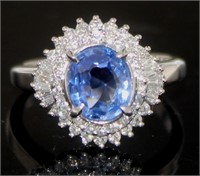 GIA Platinum 2.35 ct Sapphire & Diamond Ring