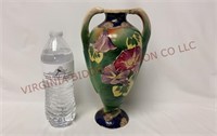 Antique Hand Painted Moriage Vase - Repaired