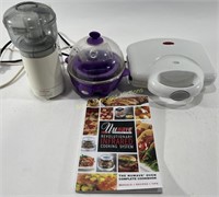 Food Chopper, Steamer, & Waffle Cooker With Book
