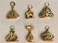 6 Victorian gold-filled chatelaine fob