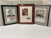 Framed Pictures of Ford Coupe & Packard  taken