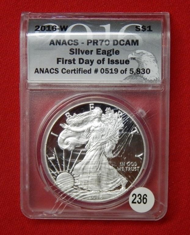 2016 W American Eagle ANACS PR70DCAM 1 Oz Silver