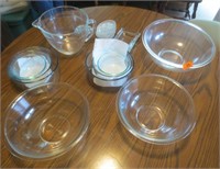 Glass bowls and measuring cup