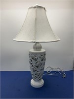 Wood Seashell Cutout Table Lamp with Shade