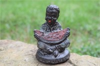 Antique Solid Cast Boy Eating Watermelon Weight