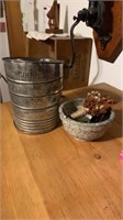 Flour sifter and stoneware sponge bowl