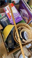 Box lot of baskets and carbon monoxide alarm etc