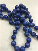 30" Knotted Blue Lapis Color Beads
