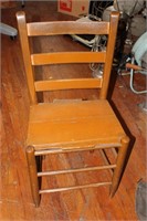 Primitive Wood Chair & Wood Foot Stool