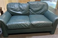 Teal Leather Loveseat 57” x 33” x 27-1/2” H