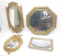 (4) Goldtone Mirrors