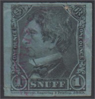 US Stamps Snuff Tax 1 cent Seward with faults,