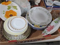 COLL STONEWARE PLATES, CORELLE SAUCERS, MISC