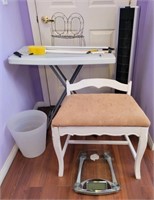 T - STOOL, FOLDING TABLE, TOWER FAN, WASTE BASKET