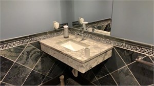 1 lot contents of bathroom: vanity sink, toilet, m
