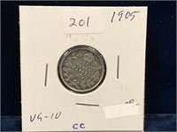 1905 Can Silver Ten Cent Piece  VG10