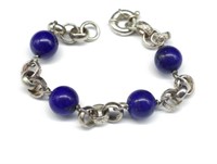 Lapis lazuli and silver chain bracelet