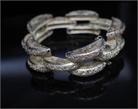 Handmade silver filigree brick link bracelet