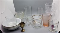 LOT OF GLASSWARE AND DISHES