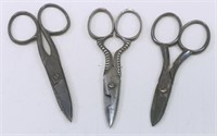 3 Antique French & German Scissors