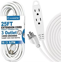 25-Feet 3 Outlet Extension Cord