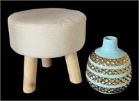 Upholstered Stool & Vase
