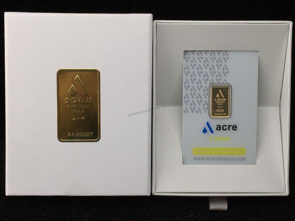 5g .999 Fine Gold Bar - Acre - Sealed - Limited