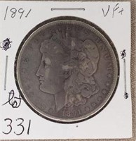 1891 Morgan Silver Dollar VF+