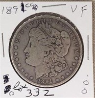 1891CC Morgan Silver Dollar VF+