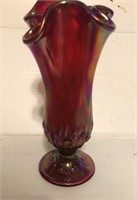 MCM Carnival Glass Look Vase 7” H, Beautiful Pink