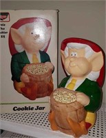Ernie Keebler Elf cookie jar, new in box 1989