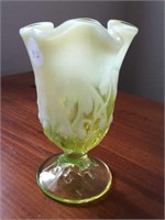 Fenton Vaseline opalescent lily of the valley vase