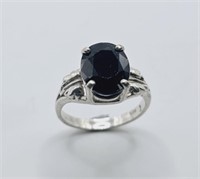 Sterling Silver Black Sapphire Ring