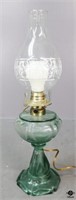 Green Glass Electric Oil Lamp