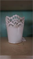 White vase w/ lace top