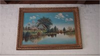 Large Oil on Canvas Country Scene Sofa Picture