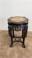 Early 1900s Oriental Marble Top Hand Carved Flower