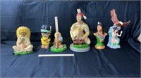 6 Native American figurines