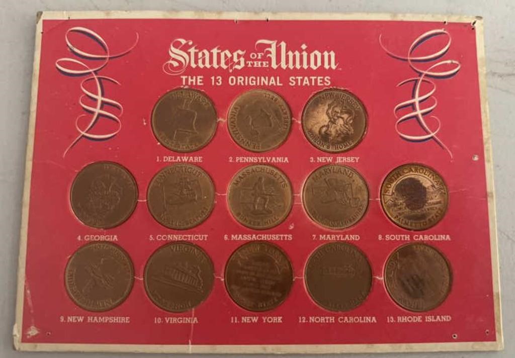 COIN MEDALLION SET-"STATES OF THE UNION - THE 13