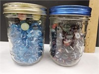2 Pint Size Ball Jars Of Marbles