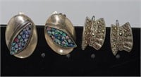 Scanda silver clip earrings set with opal