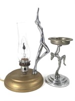 Chromed Nude Lamp + Tabletop Ashtray w Nude