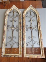 Two Gothic Cathedral Windows 37½"T 12"W