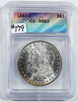 1885-O  Morgan Dollar   ICG MS-63  Color