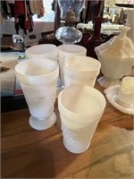 5 Milk Glass Glasses Assorted