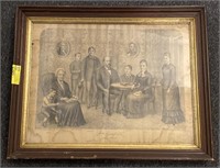 1882 J. A. Garfield and Family Framed Lithograph