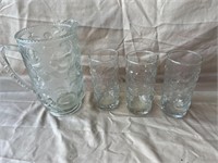 Fruit Pitcher and 3 Glasses