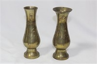 Lot of Two Small Brass Vases