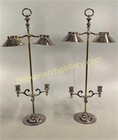 Pair Silver Plate Adjustable Buffet Candle Lamps